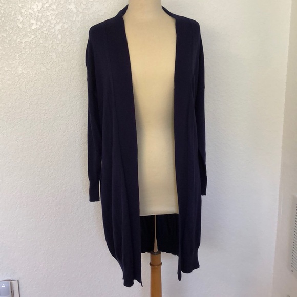 NWT Beryll Luxury Long Navy Cashmere Coat Cardigan One Size - Picture 2 of 5